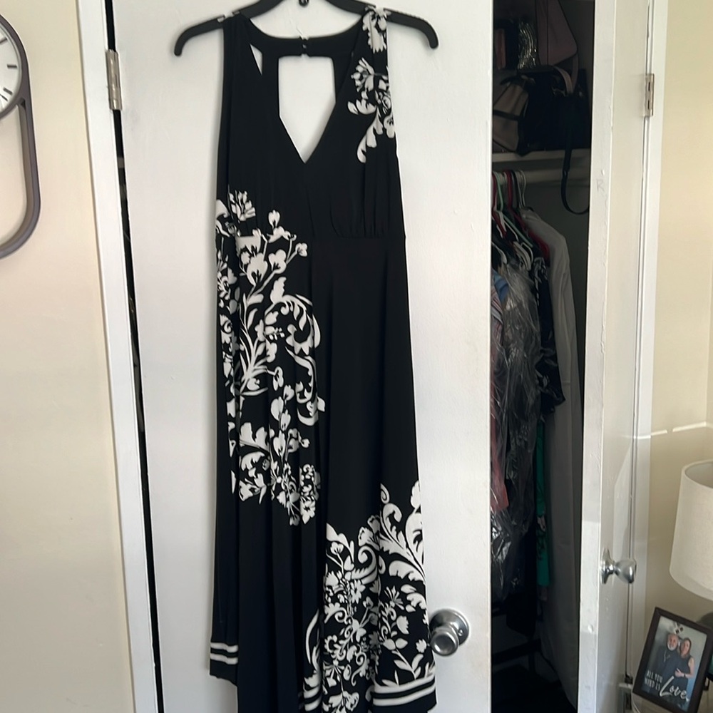 Black and white Maxi Halter Dress by INC